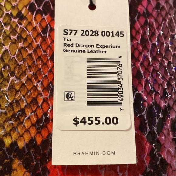 SALE BNWT Brahmin Tia Red Dragon Experium Genuine Leather Women’s Large Tote Bag - Picture 5 of 10
